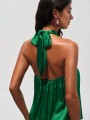 Zielony satynowy top (M)