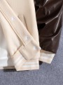 Ecru pluszowa bluza kontrastowe rękawy (12L)