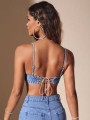 Niebieski jeansowy top (M)