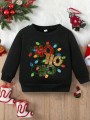Czarna świąteczna bluza nadruk (6-9M)