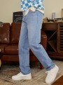Niebieskie proste jeansy (36)