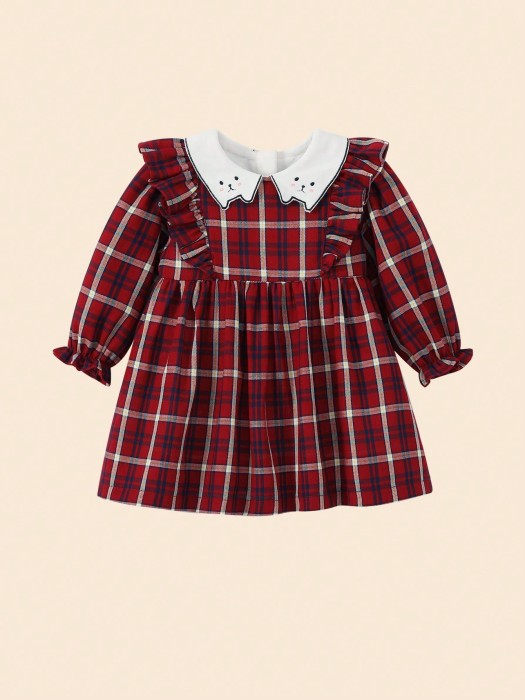 Czerwona sukienka kratka (9-12M)