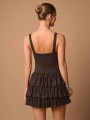 Brązowa sukienka mini cut out (XS)