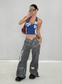 Niebieski top odkryte plecy (XS)