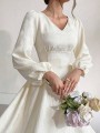 Ecru sukienka midi v neck (M)