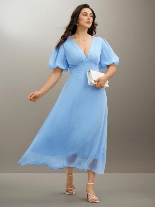 Niebieska sukienka midi (0XL)