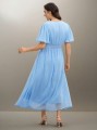 Niebieska sukienka midi (0XL)