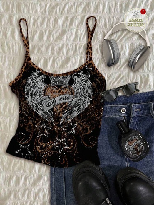 Czarny top ramiączka nadruk (3XL)