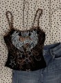 Czarny top ramiączka nadruk (3XL)