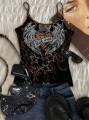 Czarny top ramiączka nadruk (3XL)