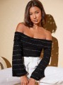 Czarny top off shoulder (S)