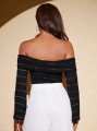 Czarny top off shoulder (S)