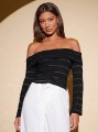 Czarny top off shoulder (S)