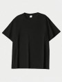 Czarny luźny t-shirt nadruk (S)