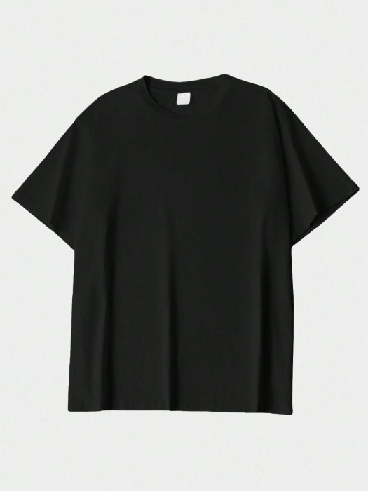 Czarny luźny t-shirt nadruk (S)