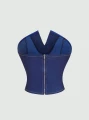 Niebieski taliowany top (XS)