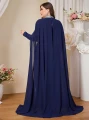 Granatowa sukienka maxi peleryna (1XL)