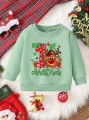 Zielona świąteczna bluza nadruk (6-9M)