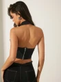 Czarny jeansowy top (M)