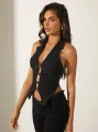 Czarny jeansowy top (M)