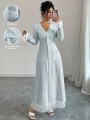 Jasnoniebieska sukienka maxi guziki (L)