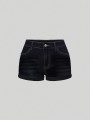 Grafitowe jeansowe spodenki hafty (1XL)