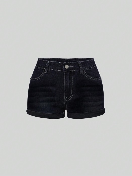 Grafitowe jeansowe spodenki hafty (1XL)