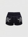 Grafitowe jeansowe spodenki hafty (1XL)
