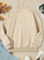 Beżowa ocieplana bluza nadruk (11-12L)