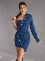 Niebieska sukienka jeansowa mini (S)