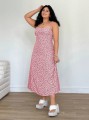 Różowa sukienka midi kwiaty (2XL)