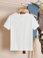 Biały luźny t-shirt nadruk (L)