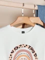 Biały luźny t-shirt nadruk (L)