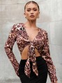 Brązowy top wzór zwierzęcy (XL)