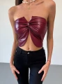Bordowy top imitacja skóry (L)