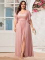 Różowa sukienka maxi rozcięcie (4XL)