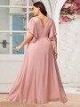 Różowa sukienka maxi rozcięcie (4XL)