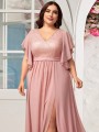 Różowa sukienka maxi rozcięcie (4XL)