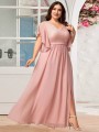Różowa sukienka maxi rozcięcie (4XL)