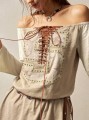 Beżowa tuniki off shoulder (XL)