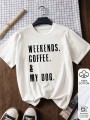 Biały bawełniany t-shirt napis (2XL)