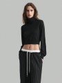 Czarny krótki sweter golf (M)