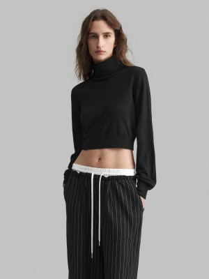 Czarny krótki sweter golf (M)