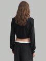 Czarny krótki sweter golf (M)