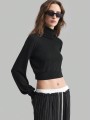Czarny krótki sweter golf (M)