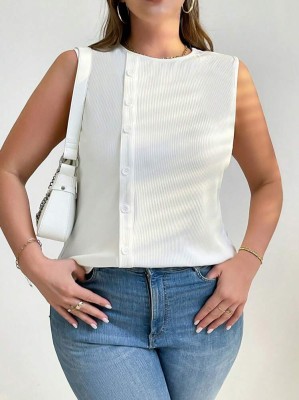 Biała prążkowana bluzka guziki (1XL)