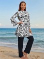 Dwukolorowe burkini kąpielowe (XL)