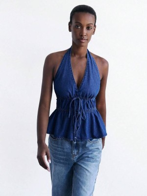 Niebieski jeansowy top (L)