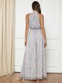 Niebieska sukienka maxi kwiaty (M)