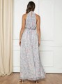 Niebieska sukienka maxi kwiaty (M)